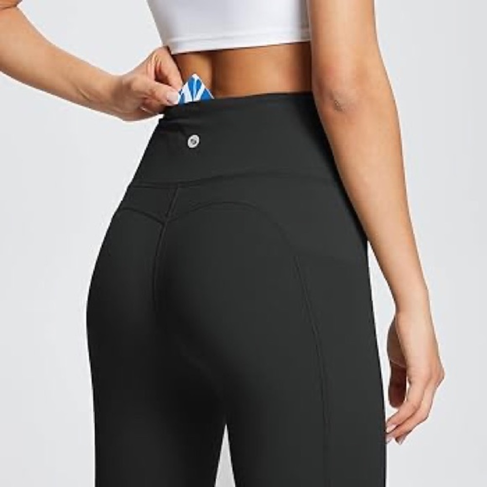 BALEAF Women's Leggings Yoga Hiking with Pockets Tummy Control Workout Black XS